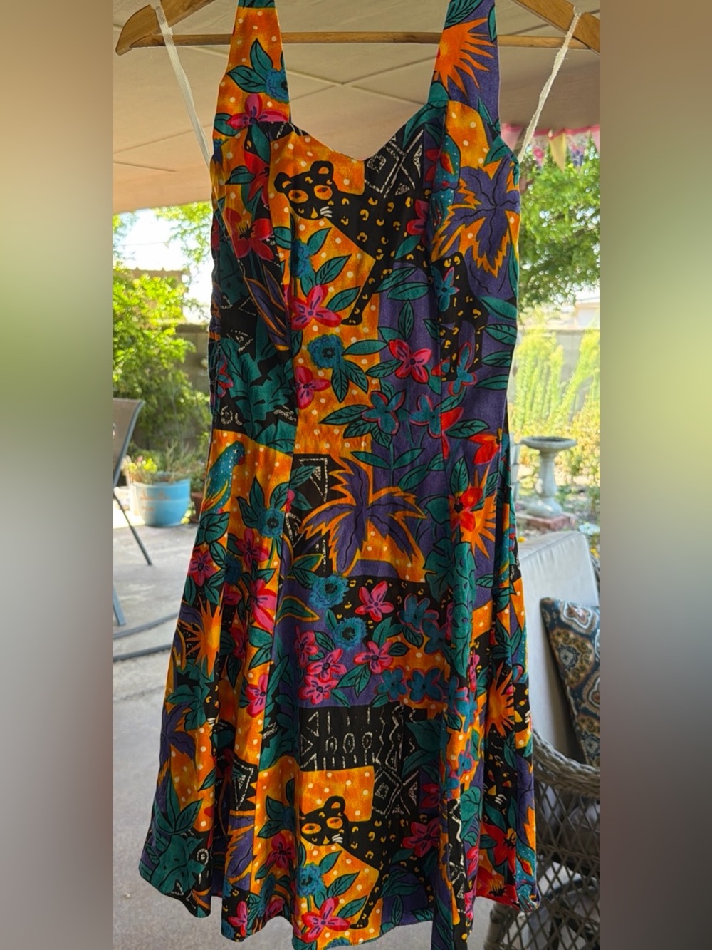 Vibrant Tropical Print Maxi Dress — Multicolor